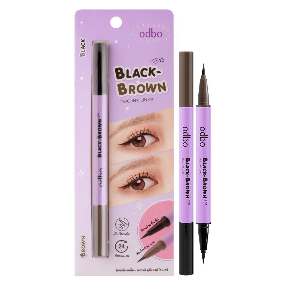 OD3016 Black & Brown Duo Ink Liner แบล็ค-บราวน์ ดูโอ้ อิงค์ อายไลเนอร์ 2หัว 2สี